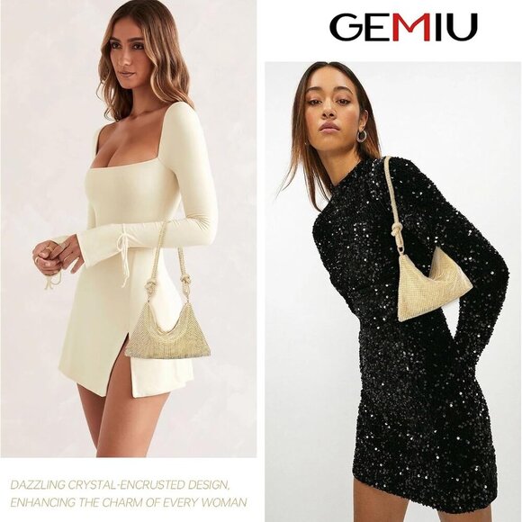 Glamorous Mini Rhinestone Handbag: Sparkly Gold Clutch for Events & Nights Out - Picture 5 of 7